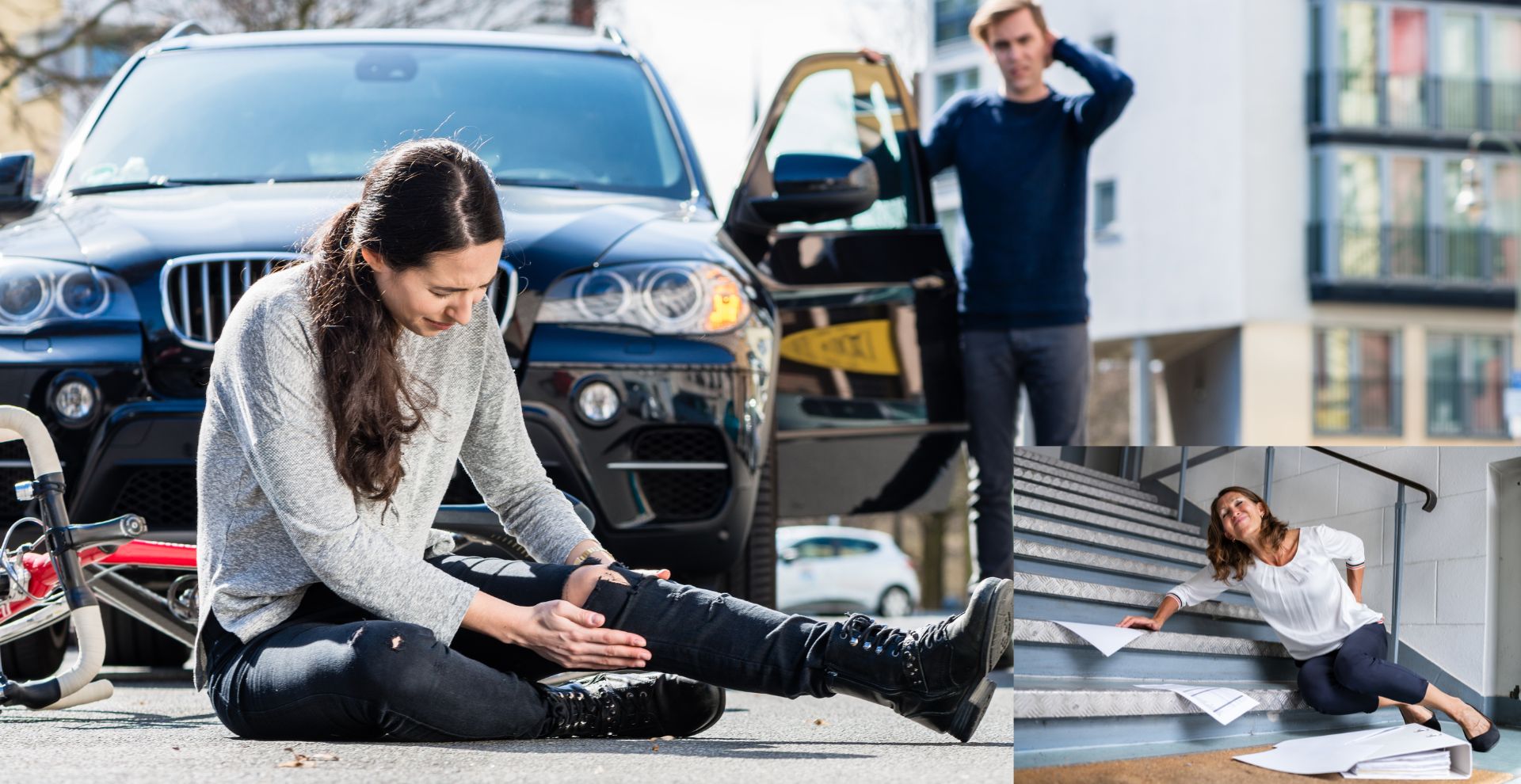 personal injury- lady hurt at car accident scene